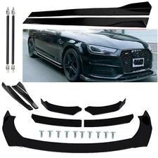 Front Rear Bumper Lip Spoiler Body Kit Splitter Side Skirts For AUDI A4 A5 A6