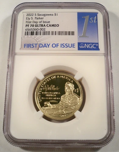 2022-S NGC PF70UCAM PROOF SACAGAWEA ELY S PARKER DOLLAR ULTRA CAMEO $1 PR 70 DC