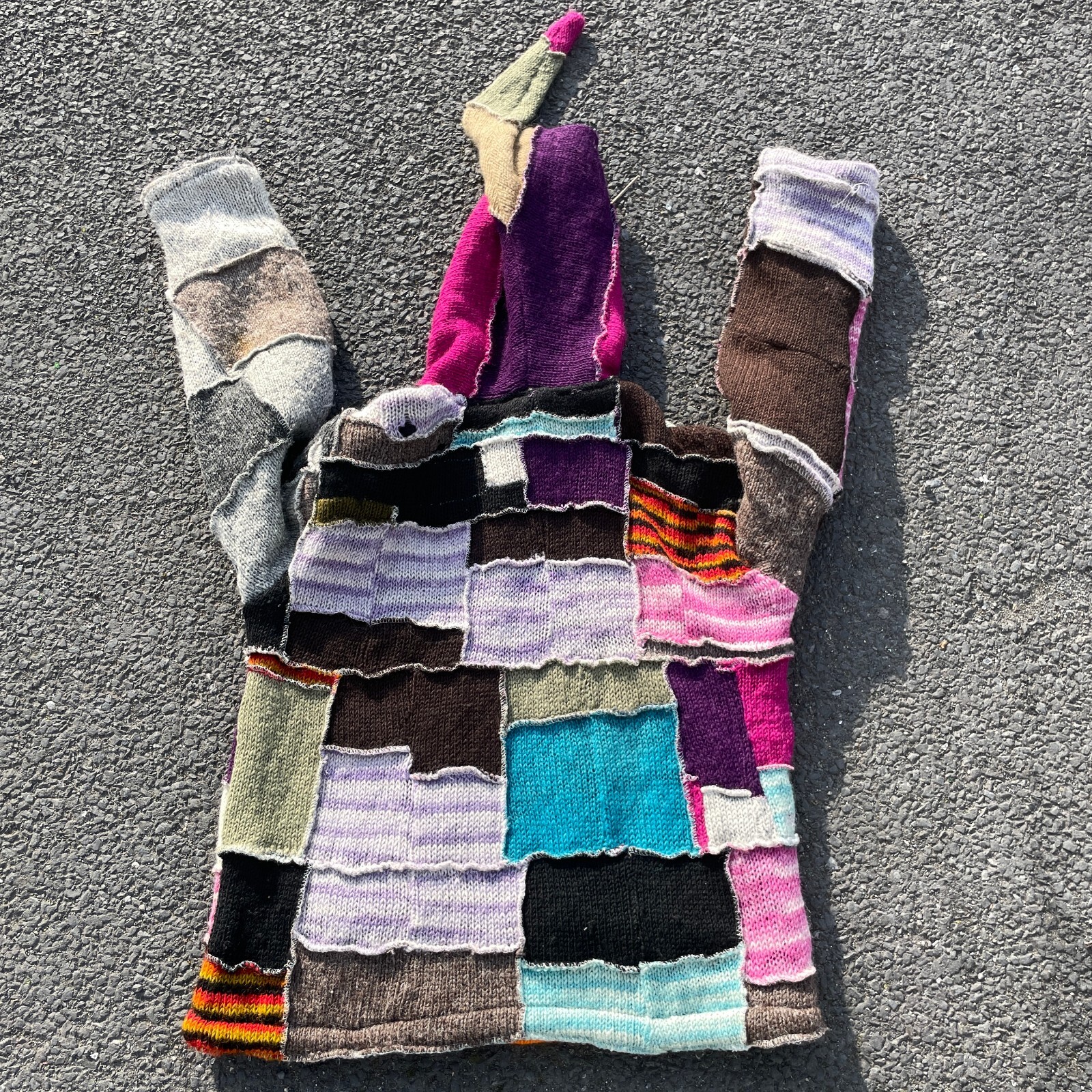 Tie Dye Patchwork Pixie thick heavy medium Hooded… - image 7