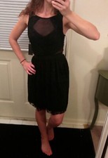 NWT Guess Black Lace Pleated Cocktail Dress 0 $98