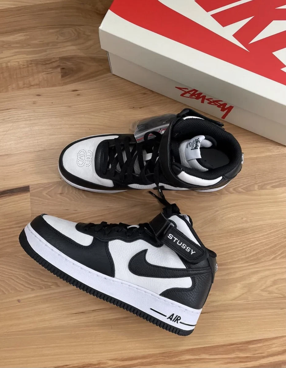 Nike Stussy x Air Force 1 Mid Black White for Sale | Authenticity