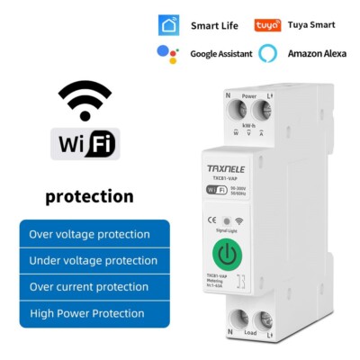 Circuit Breaker Power Metering Over Current Under Voltage MCB Switch 1-63A