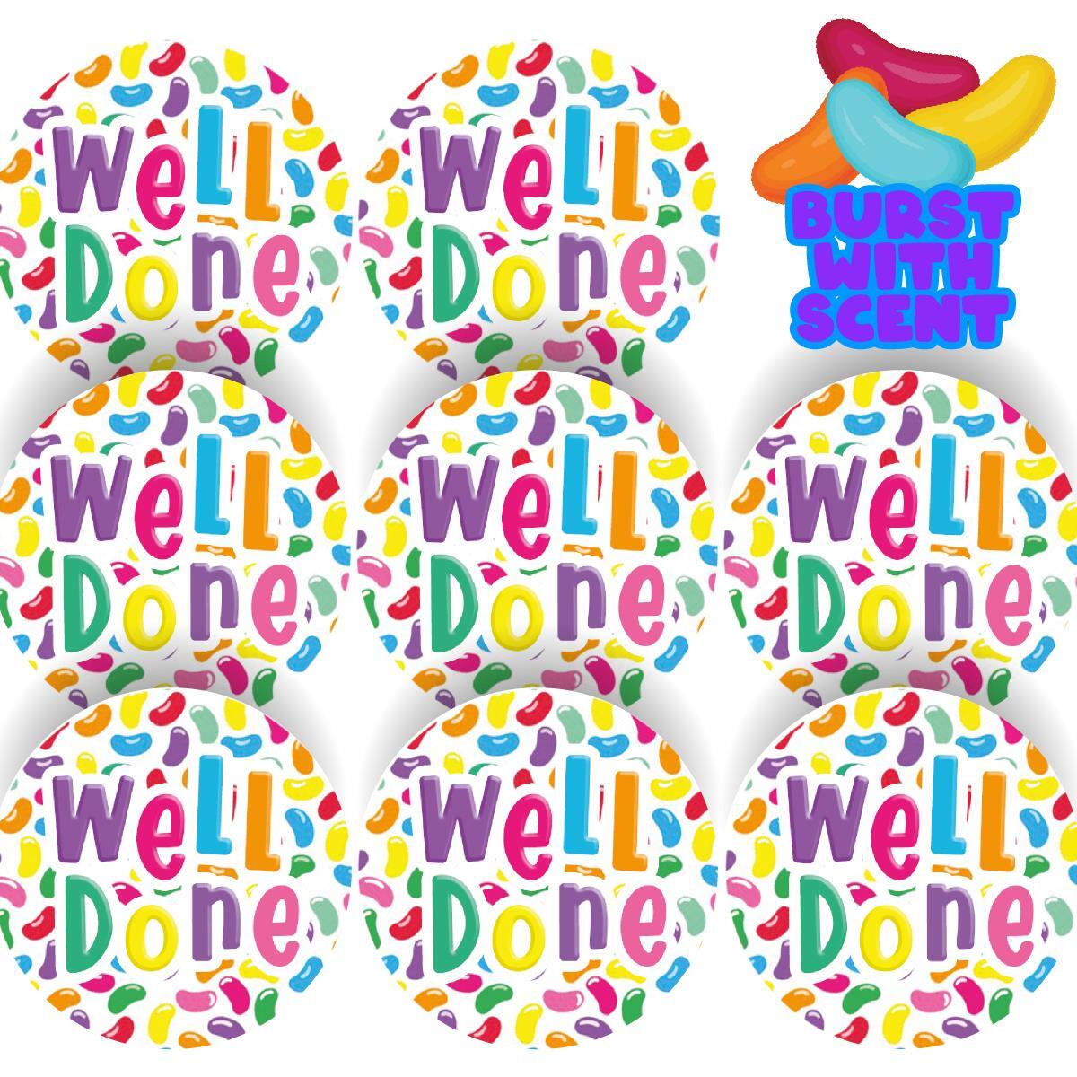 120 Well Done Jellybean Scented  30mm Reward Stickers for Teachers, Parents