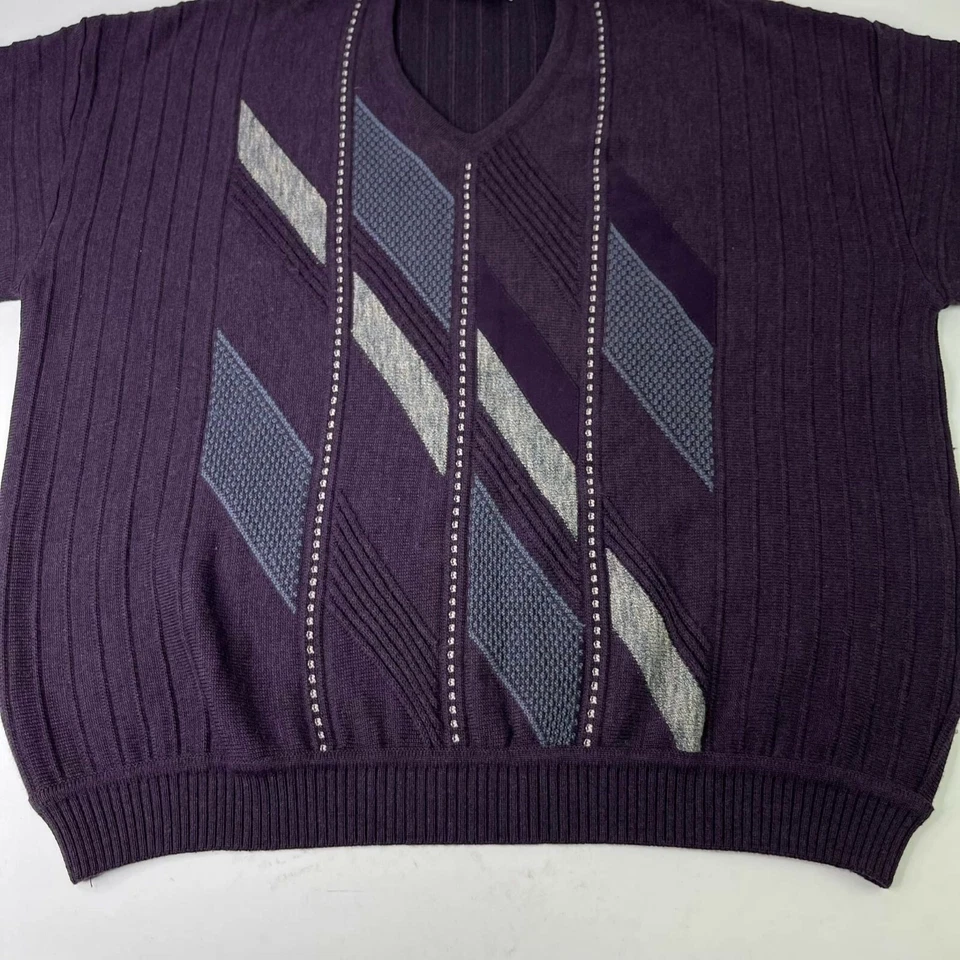 SUÉTER HOMBRE ST. CROIX ÍNDIGO PÚRPURA TALLA XL lana tejido cuello en V Foto 4 de 4