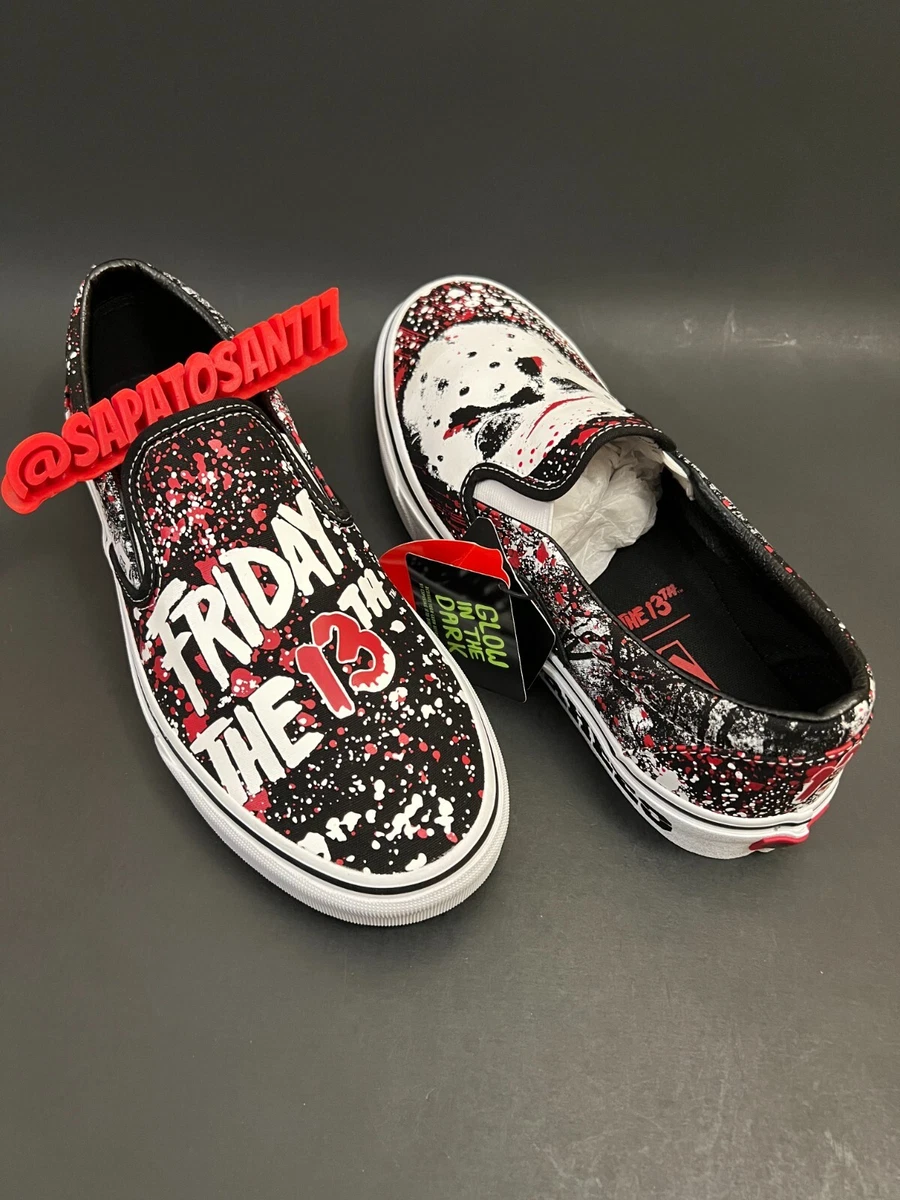 VANS X HOUSE OF TERROR FRIDAY THE 13TH JASON VOORHEES CLASSIC SLIP ON GLOW DARK