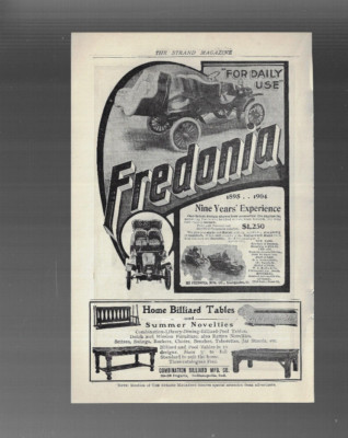 VINTAGE ADVERTISING FREDONIA CAR 1904 Youngstown Ohio KNABE PIANO Baltimore MD