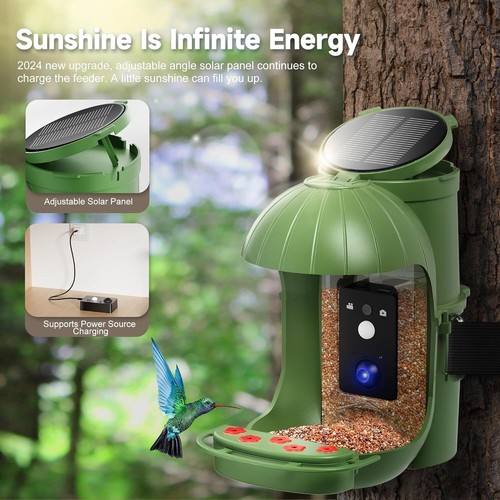 Vogelfutterspender mit Kamera | Vogelhaus Kamera mit Solar | Futterstationen DE - Bild 12 von 19