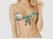  65 The Bikini Lab Women's Green Tropical Oasis Bandeau Top Swimwear Size XS
