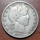 1912-D Barber Half Dollar VF+ Very Fine+ Better Grade 50c Silver Type Coin