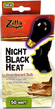 NIB Zilla Reptile Terrarium Ambient Heat Incandescent Bulb Night BLACK Heat, 50W