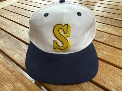 RARE VINTAGE Seattle Mariners 80s Strapback Hat by Otto Cap  BIG S LOGO 