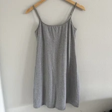 VTG December 2003 Victoria's Secret Slip Tank Basic Grey Medium Straps Y2K 2000s