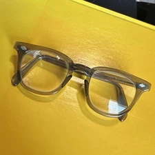 Vintage RARE GRAY USS Horn Rim Eyeglasses Sunglasses Frame Depp 44-22 Military