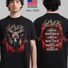 HOT Slayer Farewell Tour 2025 Merch Baphomet Head Art With Tour Dates T-Shirt
