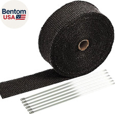 2" X 50' Black Exhaust Heat Wrap Roll for Motorcycle Fiberglass Heat Shield Tape