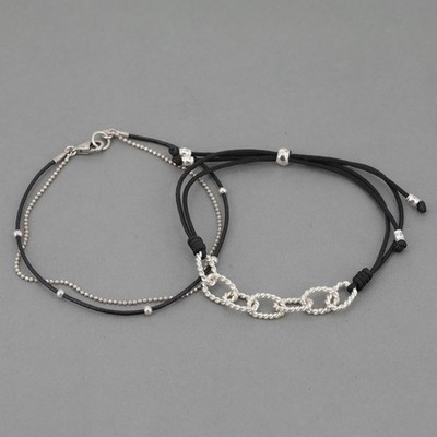 Dainty Silpada Sterling AFFINITY and DOUBLE THE FUN Corded Bracelets B2825 B2700