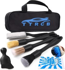 7 Pcs Car Detailing Brush Set Soft Boar Hair Interior Cleaning Kit Auto