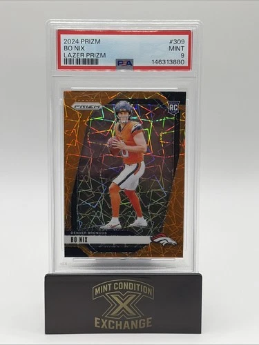 2024 Panini Prizm Bo Nix #309 Orange Lazer PSA 9