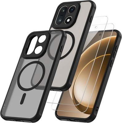 Magnetic for OnePlus 15 Case with 2 Tempered Glass Screen Protector Black Bumper
