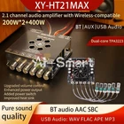 HT21MAX Upgraded 2.1CH Bluetooth Audio Amplifier Board 200W *2+400W TPA3223 APP