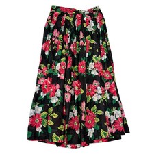 Vintage Liz Sport Skirt Size 8 Multicolor Floral Cottagecore Peasant Boho Button