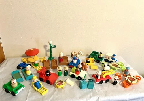Vintage Fisher Price Little People 57pc LOT of accessories People furniture