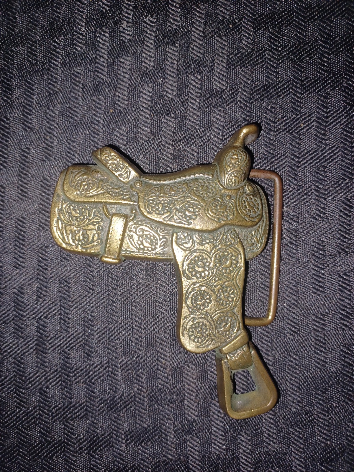 Baron Belt Buckle Solid Brass Fancy Western Saddl… - image 1