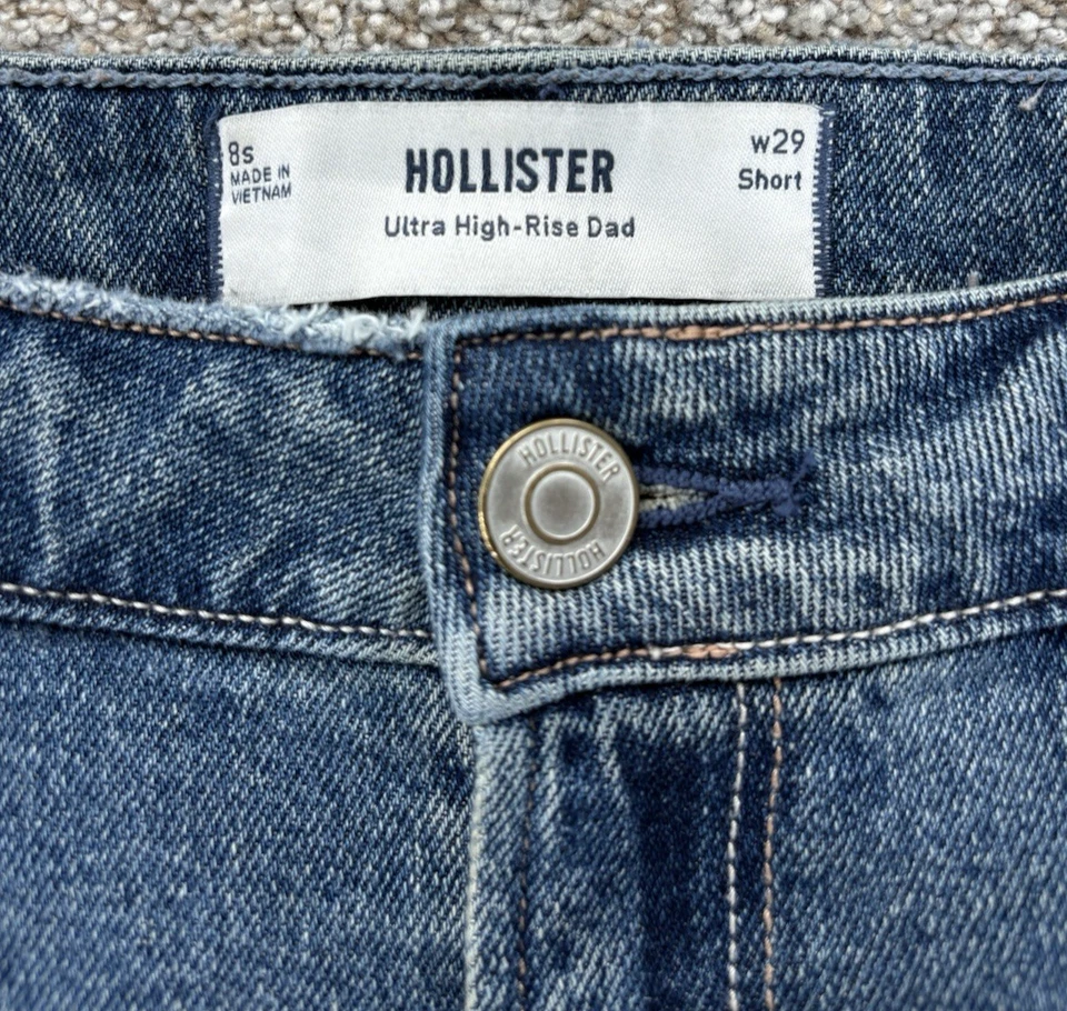 Jeans Hollister Ultra High Rise Dad donna 8 blu vintage lavaggio invecchiato Y2K - Immagine 3 di 4