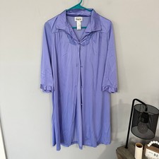 Vintage Vanity Fair Blue Button Down House Dress Nightgown Women's Size Medium