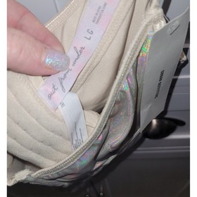 Urban Outfitters Out From Under Holographic Corset Top Ivory Silver L Large