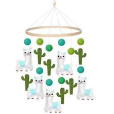 Baby Crib Mobile for Boys Girls Alpaca green, white