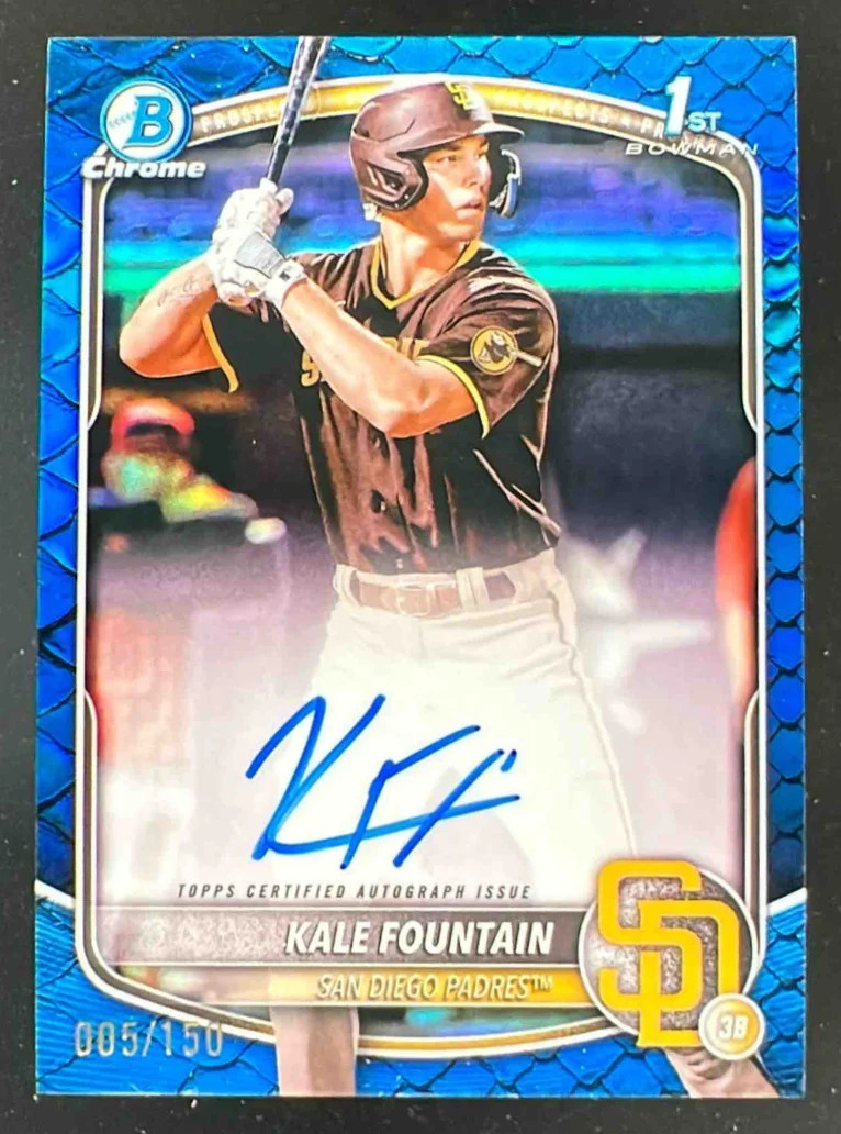 2025 Bowman Chrome Reptilian Blue Refractor #CPA-KFO Kale Fountain RC Auto /150
