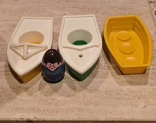 Lot of 4 Vintage Weeble Wobbles Figure and Boats