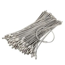 Pack 100 Stainless Steel Wire Keychains Cable, Key Rings, Heavy Duty Luggag...