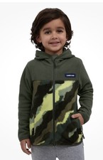 Lands  End NWT Boys Size 3 Green/Camo Hooded Fleece Full Zip Sweatshirt Jacket