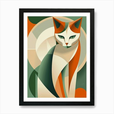Abstrakte Katze 3 Kunstdruck gerahmt Wandbild Poster Leinwanddruck Bild