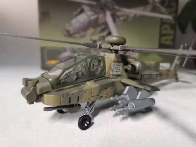 #ad #ad 1:72 AH 64 Apache Helicopter Model Kit Military Toy Diecast ABS Building Blocks $18.00