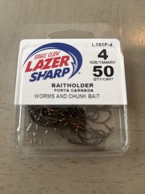 Eagle Claw Lazer BAITHOLDER  SIZE 4 Hooks - Pack of 50! Buy Bulk And Save!!