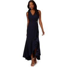 Adrianna Papell Ruffle Flounce Gown 12 Midnight