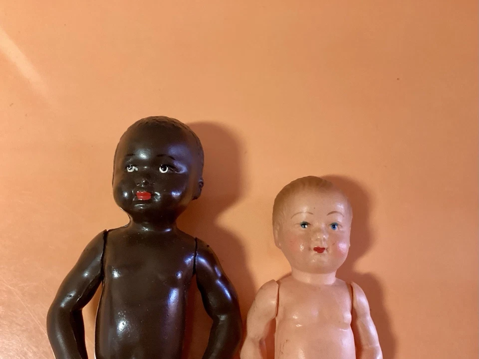 Petitcollin Lot De 2 Baigneurs Miniatures Anciens. 9 Cm Et 11 Cm. Tête D’aigle - Photo 3/4