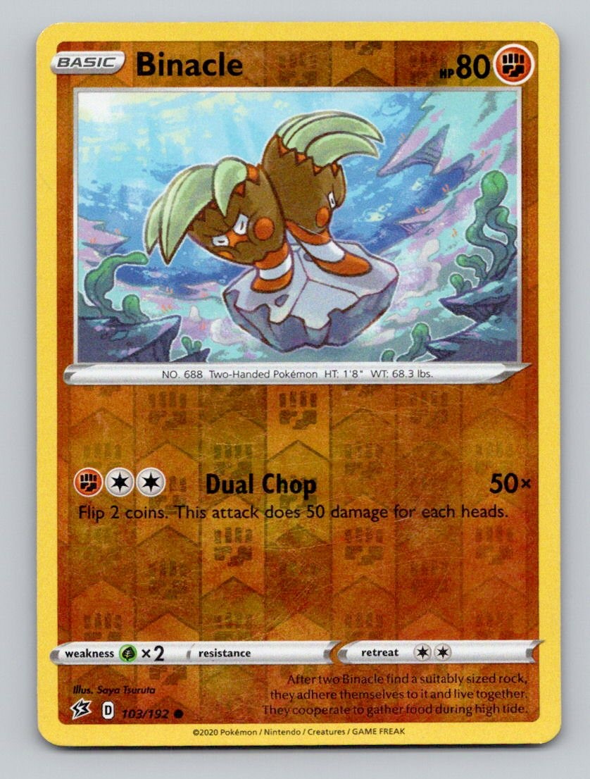 Binacle 103/192 Common Rebel Clash Pokemon Reverse Holo Near Mint