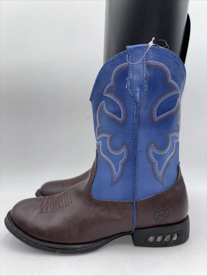 Vaquero Western iluminado azul marrón joven marca Roper talla 3 D Foto 3 de 4