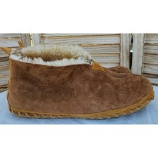 LL Bean Sz 11 Brown Suede Wicked Good Shearling Lined Slipper Moc Boots Cozy