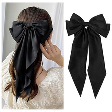 1PC Satin Hair Bows for Women Large Hair Barrettes Ribbon for Girls Giant Long B
