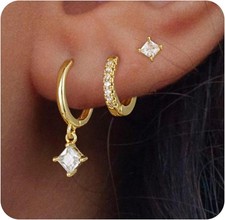 Gold Hoop Earrings Set for Women Trendy, Hypoallergenic 14K Gold Plated Stack Ea