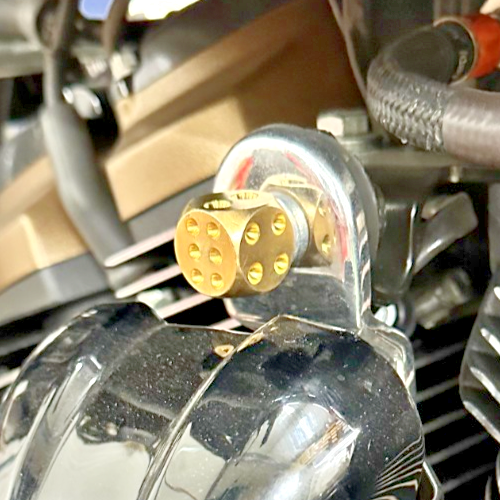BRASS DICE! 1 HARLEY HORN MOUNT NUT HUGE chopper bobber - Afbeelding 2 van 5