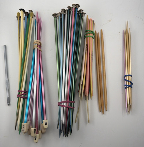 Huge Lot of Knitting Needles 102 Double Point Aluminum Susan Bates And More