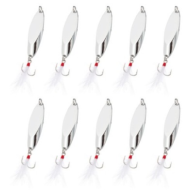 10Pcs 3/4 oz Metal Fishing Spoons Fishing Lures Casting Spoon Silver
