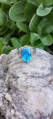 Karibischer Quarz Ring in 18k YG vergoldet Größe 7 ctw 5,90