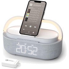 Bluetooth Speaker Wireless Charger FM Radio Night Light Dual Stereo Portable